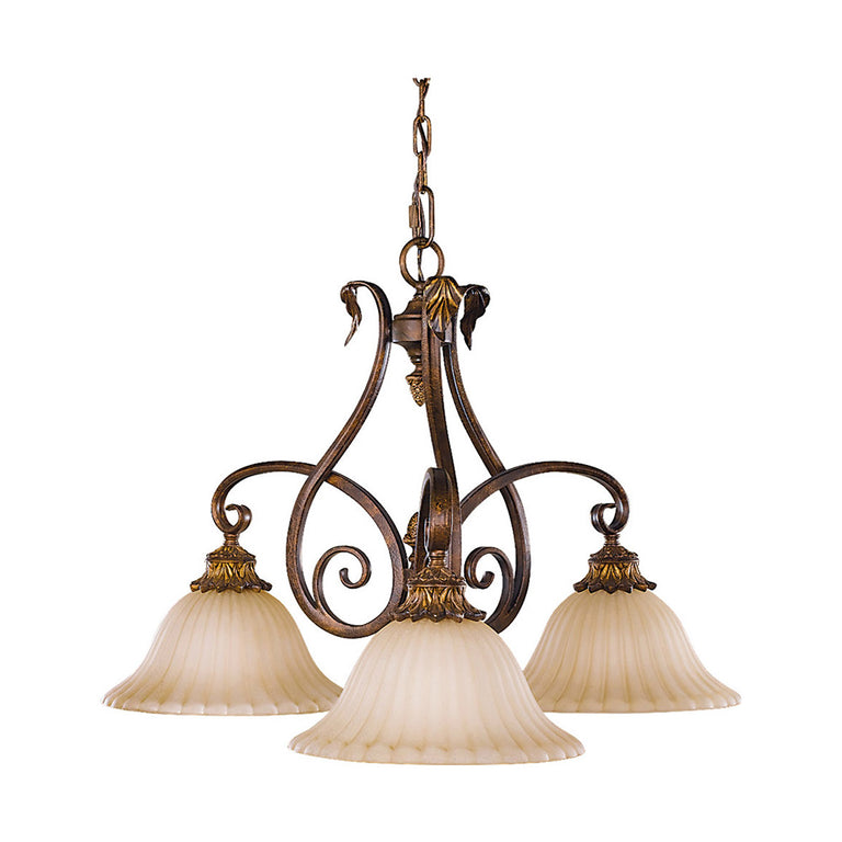 Sonoma Valley Down 3 Light Chandelier Aged Tortoise Shell - FE-SONOMAVALLEY3