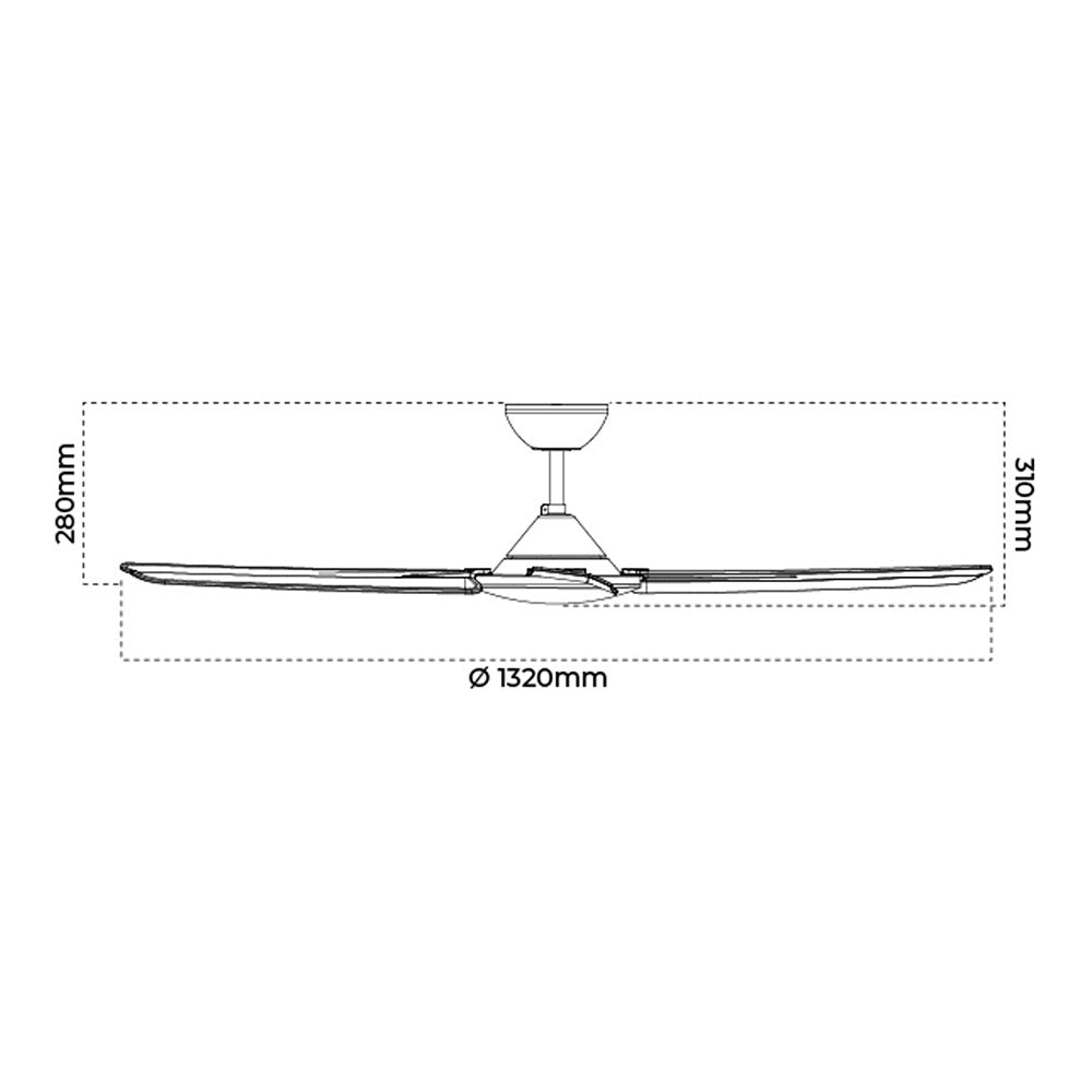 Ibiza 52" DC IP66 4 Blade Ceiling Fan Black - SPLASH/52/BK