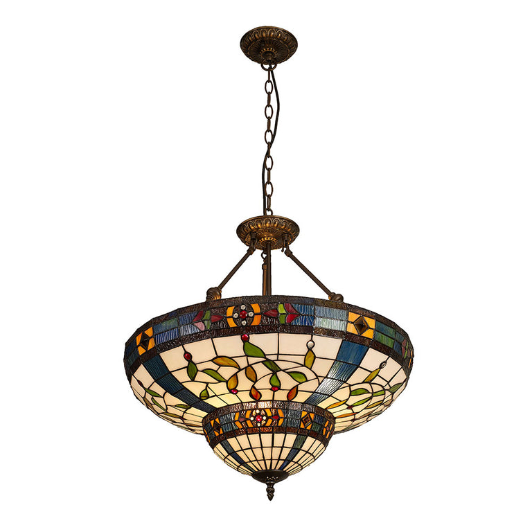 Inverted Floral Tiffany Pendant - T-197