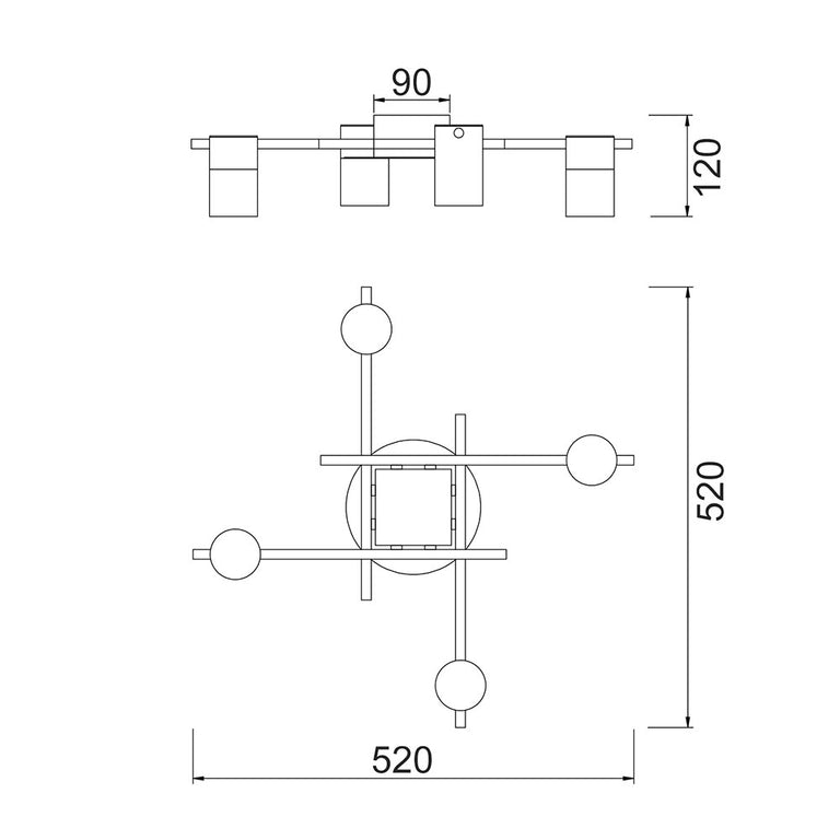 Interior 4 Light GU10 Adjustable Spot Ceiling Light Chrome - TACHE8