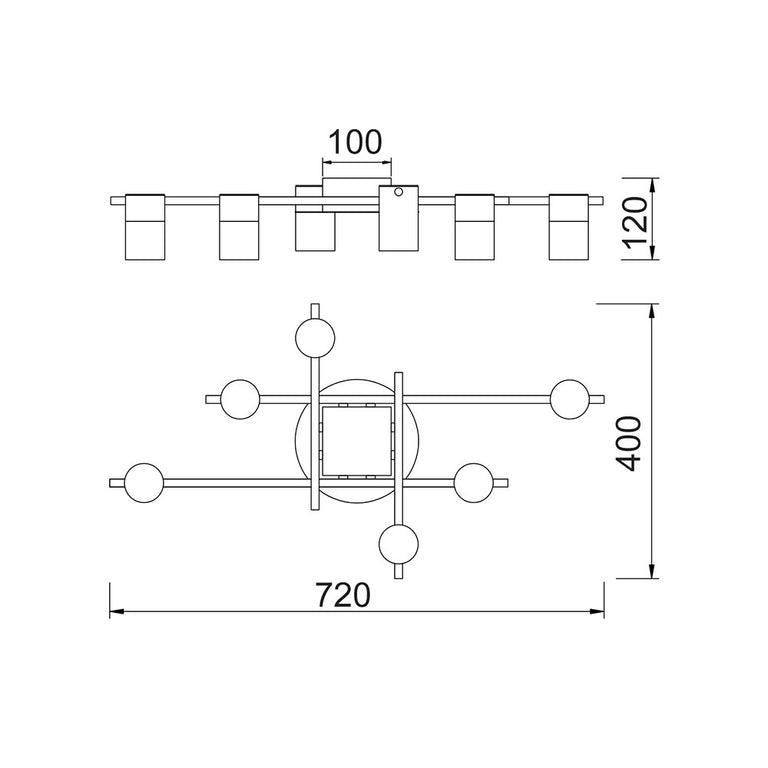 Interior 6 Light GU10 Adjustable Spot Ceiling Light Chrome - TACHE9