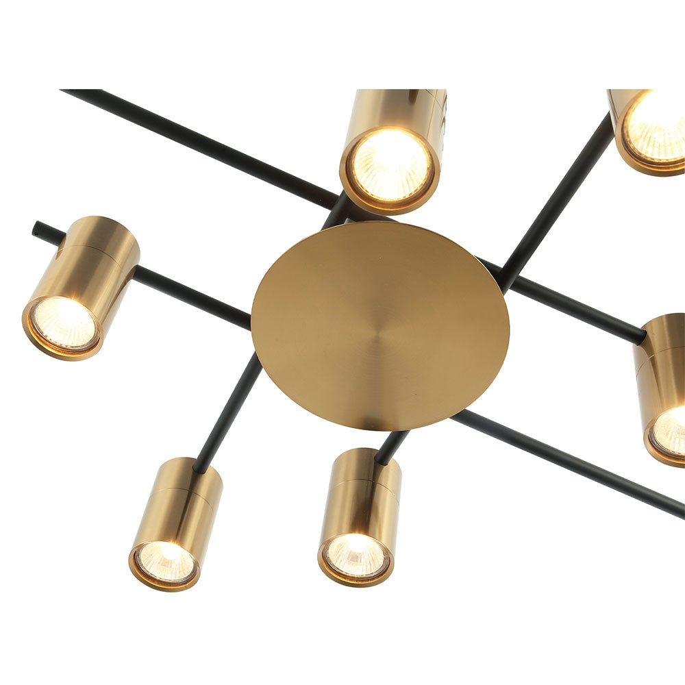 Interior 6 Light GU10 Adjustable Spot Ceiling Light Antique Brass - TACHE3