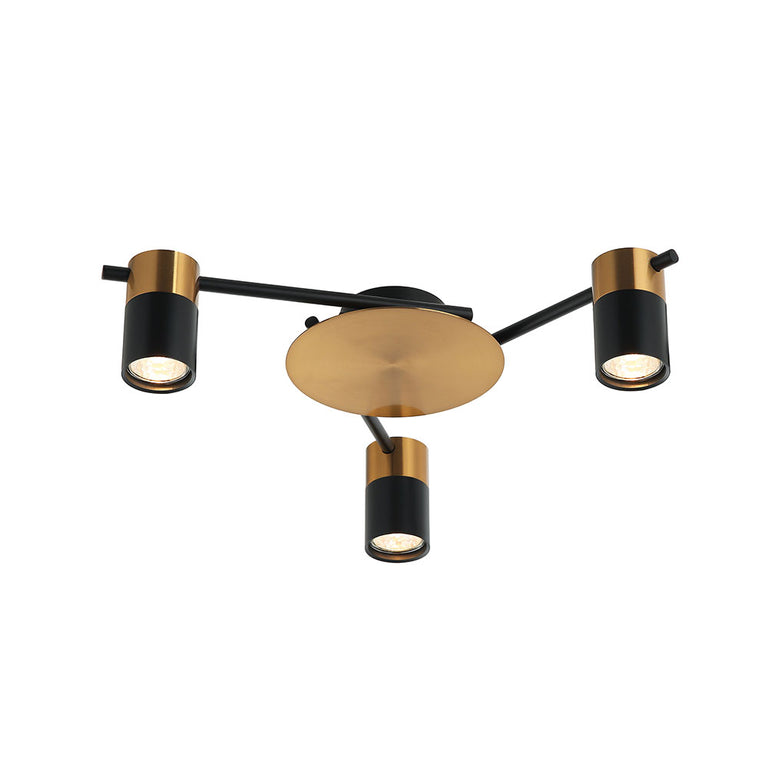 Interior 3 Light GU10 Adjustable Spot Ceiling Light Black / Antique Brass - TACHE4