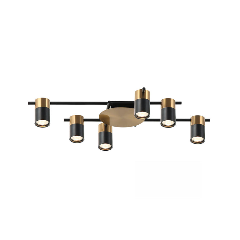 Interior 6 Light GU10 Adjustable Spot Ceiling Light Black / Antique Brass - TACHE6