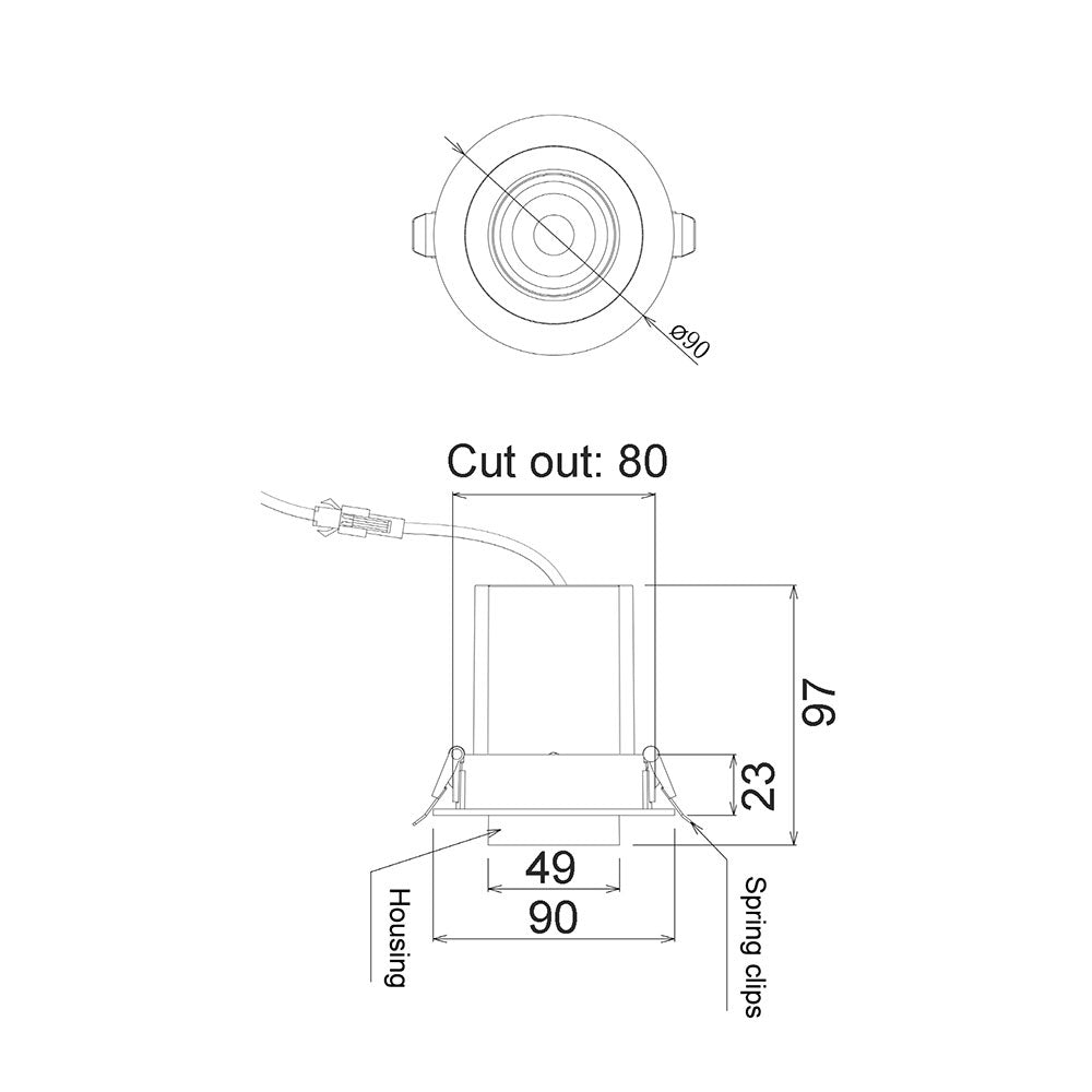 Retractable 10W LED Recessed Spot Downlight White / Tri-Colour - TELE1