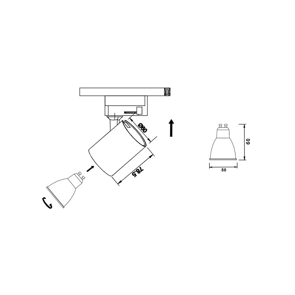 Single Circuit Add-on Track Light Black - TH16-BKGU10