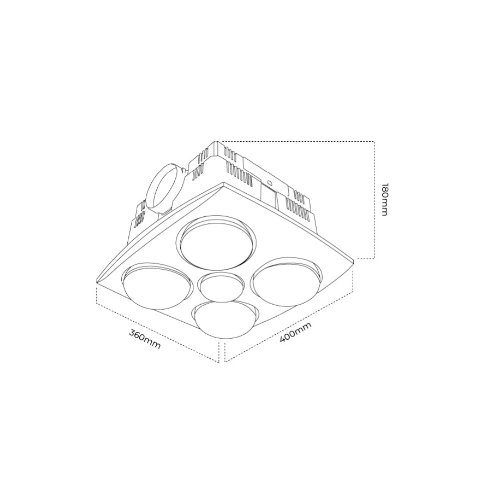 Thredbo 4 Light 3 in 1 Bathroom Heater & Exhaust With LED R80 White - THREDBO/4LT/WH