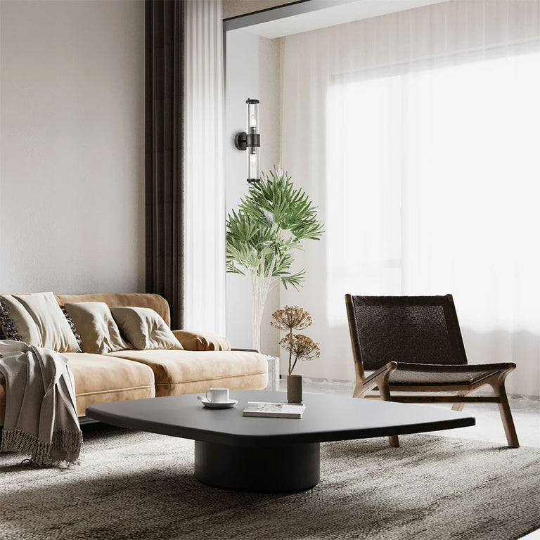 Tiempo Interior Up/Down Clear Tubular Glass Wall Light Black - TIEMPO4