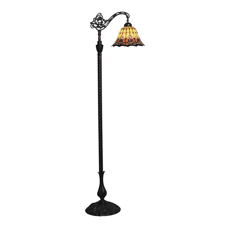 Red Tulip Edwardian Tiffany Floor Lamp - TL-235-FBKG