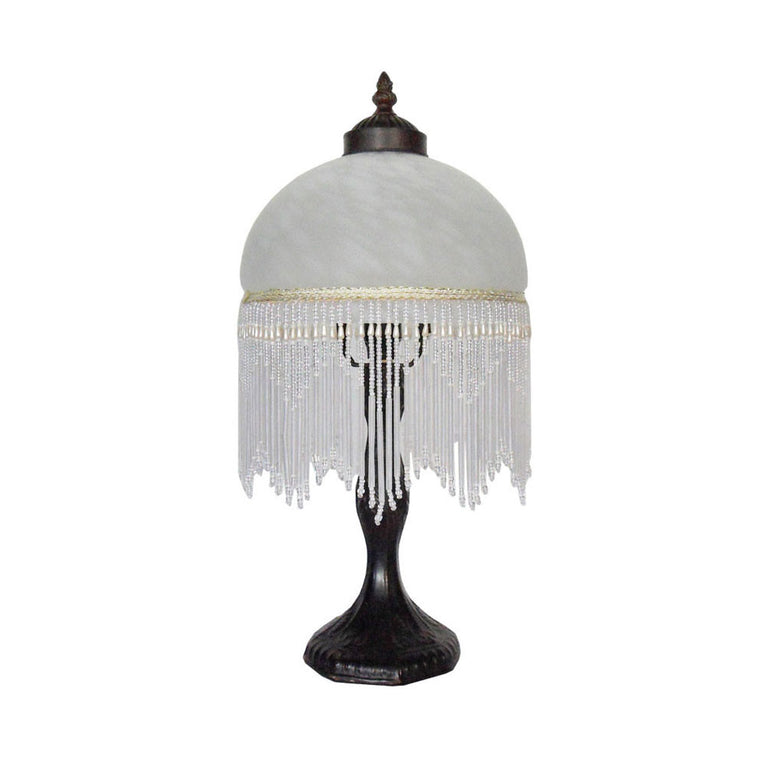 Victorian 8" Beaded Table Lamp White - TL-308-WT