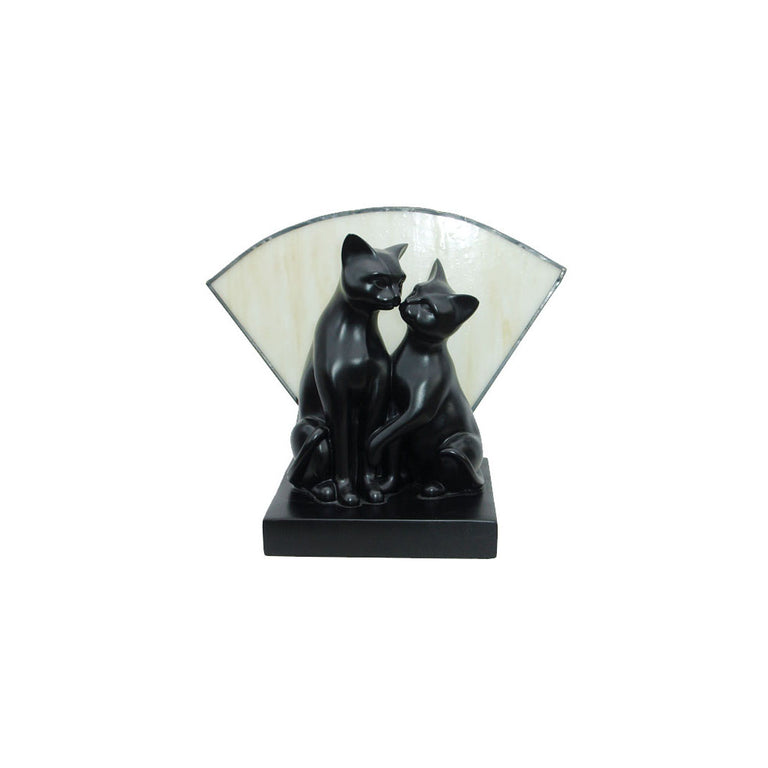 Art Deco Kissing Cat Table Lamp Black - TL-79086