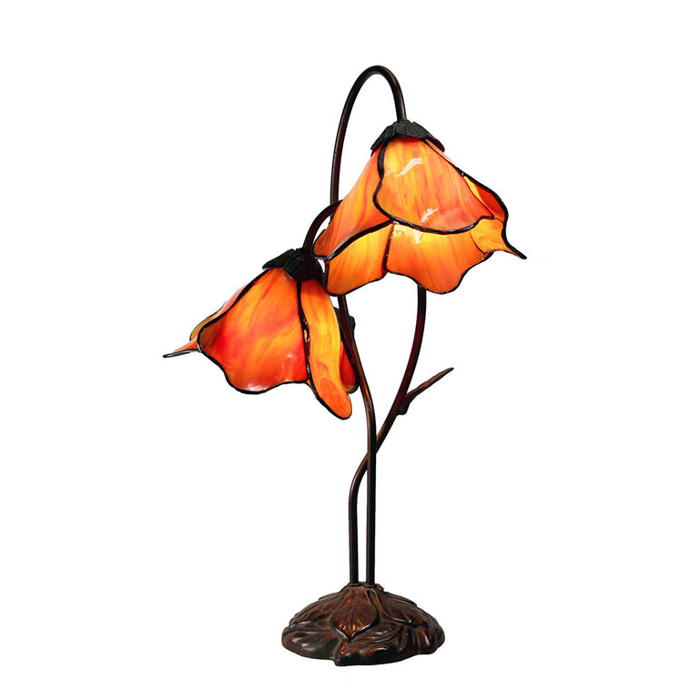Twin Lotus Tiffany Table Lamp Orange - TL-AL-8RY