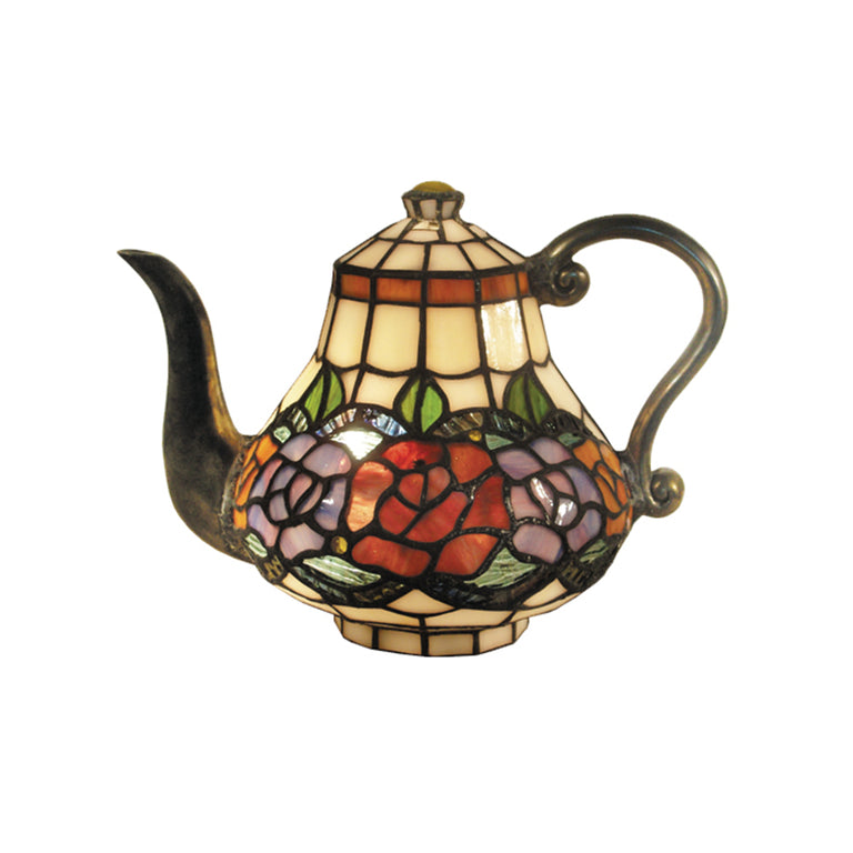 Red Rose Tiffany Teapot Leadlight Table Lamp - TL-Q073065