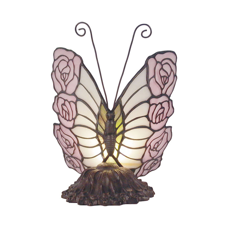 Butterfly Tiffany Table Lamp Pink Rose - TL-Q10558