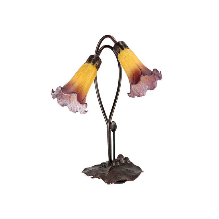 Twin Lily Tiffany Table Lamp Orange / Wine - TLA1-002-OR