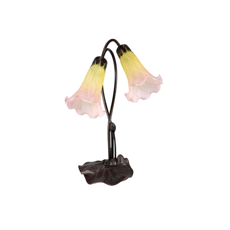 Twin Lily Tiffany Table Lamp Sunshine / Blush - TLA1-002-SU