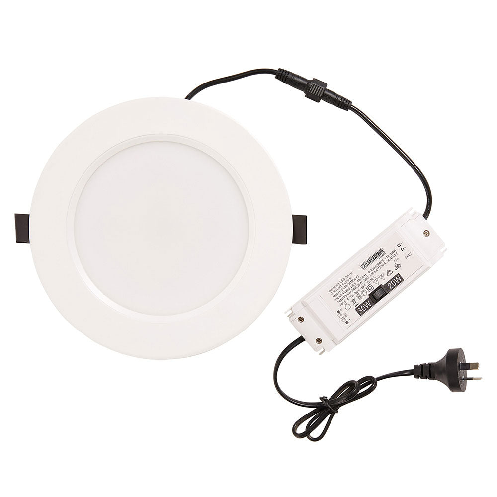 Discus 20W/30W Dual Power LED Downlight White / Tri-Colour - TLDD34523WD