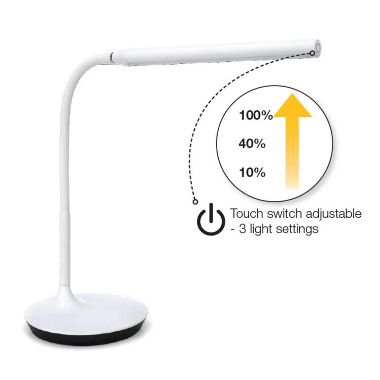 Kora 5W LED Touch Dimmable Desk Lamp White / Cool White - TLED19-WH