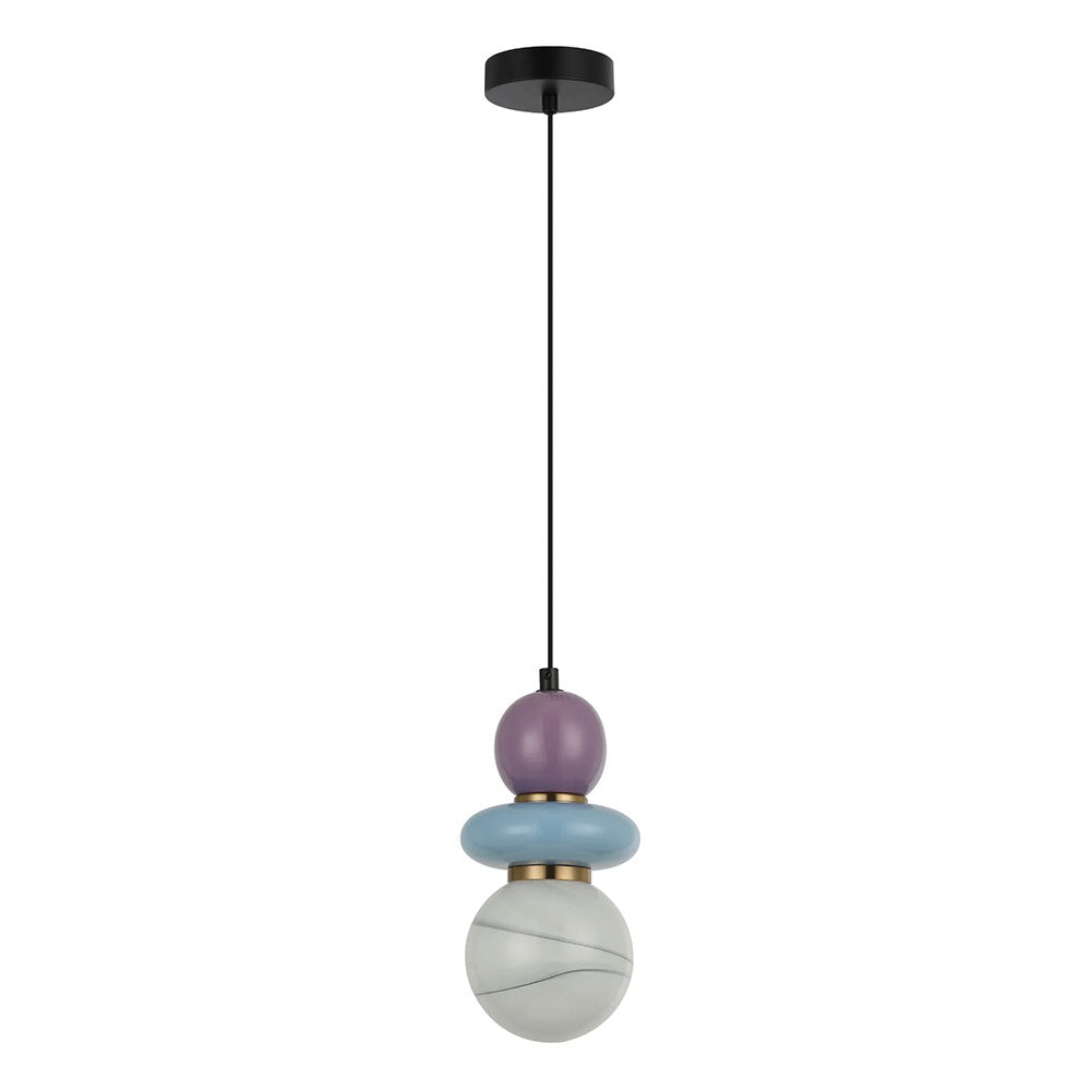 Tocado Interior Sandblasted Opal Diffuser Glass with Ceramic Bead Pendant Blue / Violet - TOCADO3
