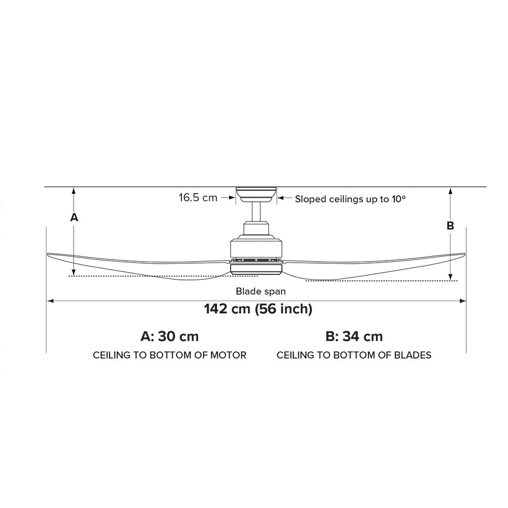 Trinity 56" DC Ceiling Fan Black Motor / Black Polymer Blades - TRI56BK
