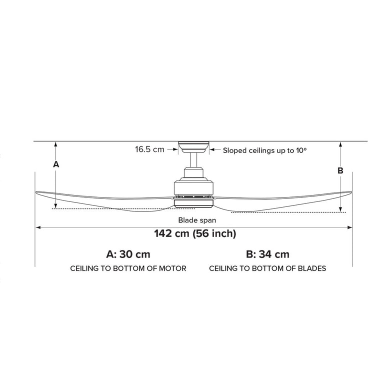 Trinity 56" DC Ceiling Fan Black Motor / Black Polymer Blades - TRI56BK