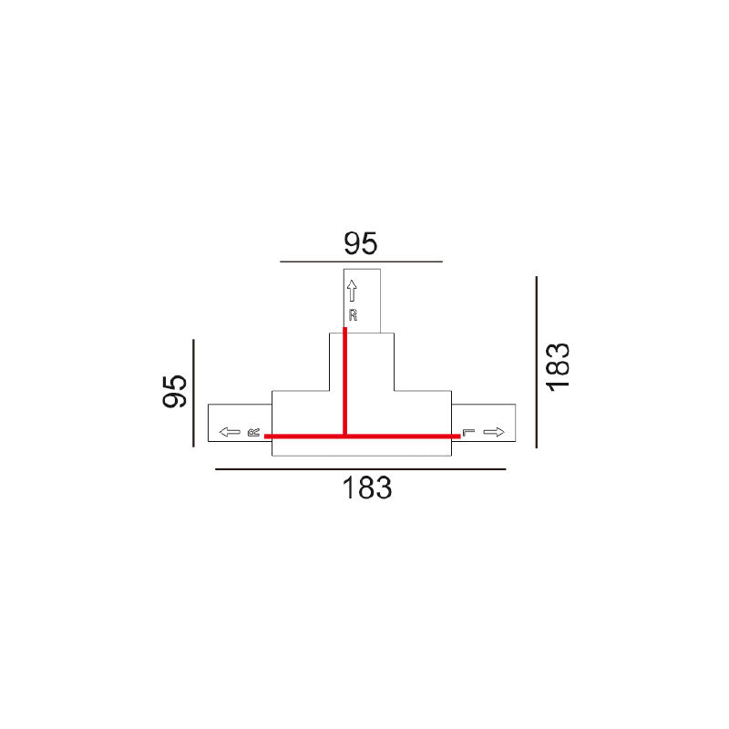 Track Single Circuit 3 Wire T-Piece Left Connector Black - TRK1BLCON4L1