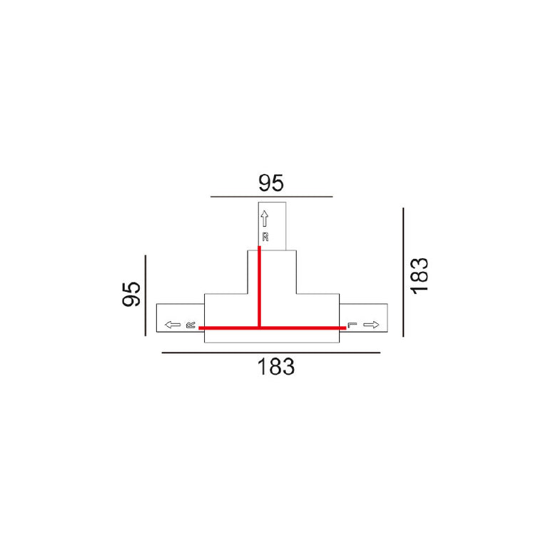Track Single Circuit 3 Wire T-Piece Left Connector Black - TRK1BLCON4L1