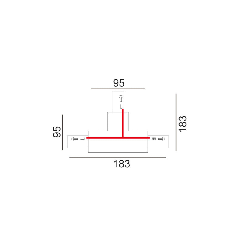 Track Single Circuit 3 Wire T-Piece Right Connector Black - TRK1BLCON4R2