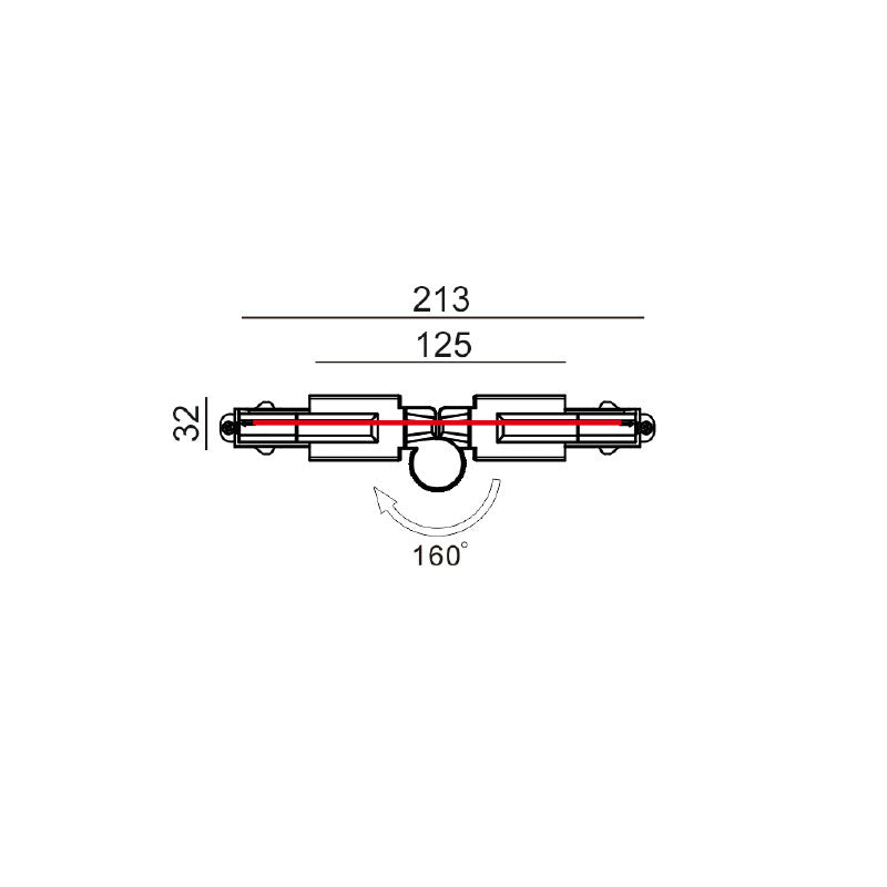 Track Single Circuit 3 Wire Elbow Left Connector Black - TRK1BLCON6L