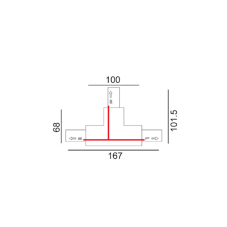 Track 3 Circuit 4 Wire T-Piece Left Connector Black - TRK3BLCON4L1