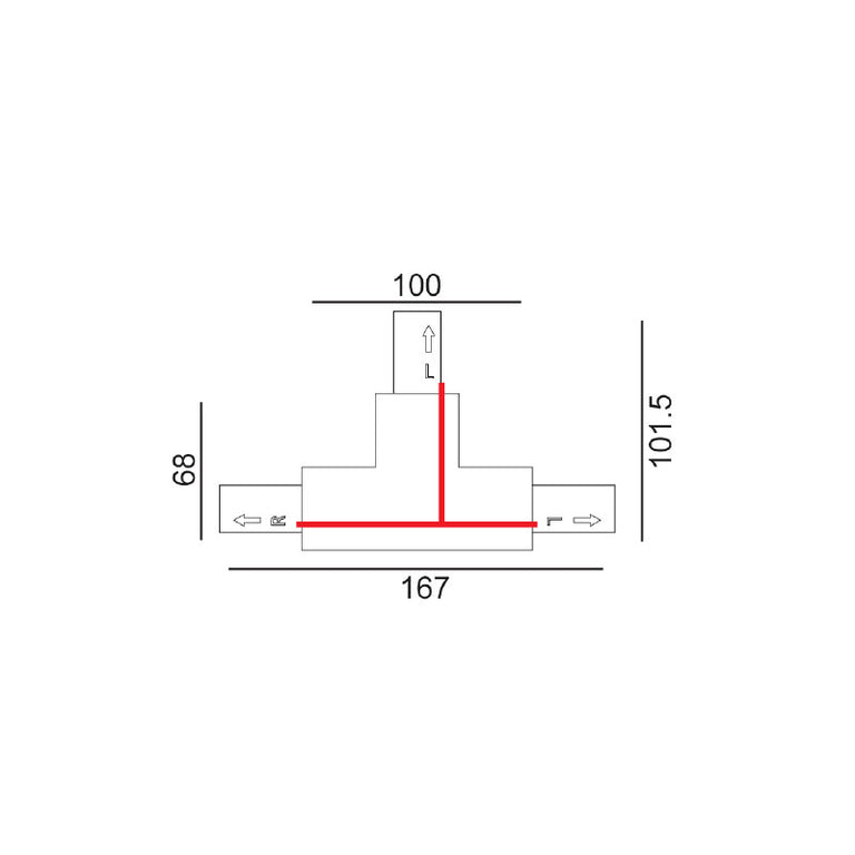 Track 3 Circuit 4 Wire T-Piece Right Connector Black - TRK3BLCON4R1