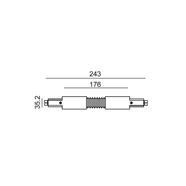 Track 3 Circuit 4 Wire Flexible Connector Black - TRK3BLFLEXCON