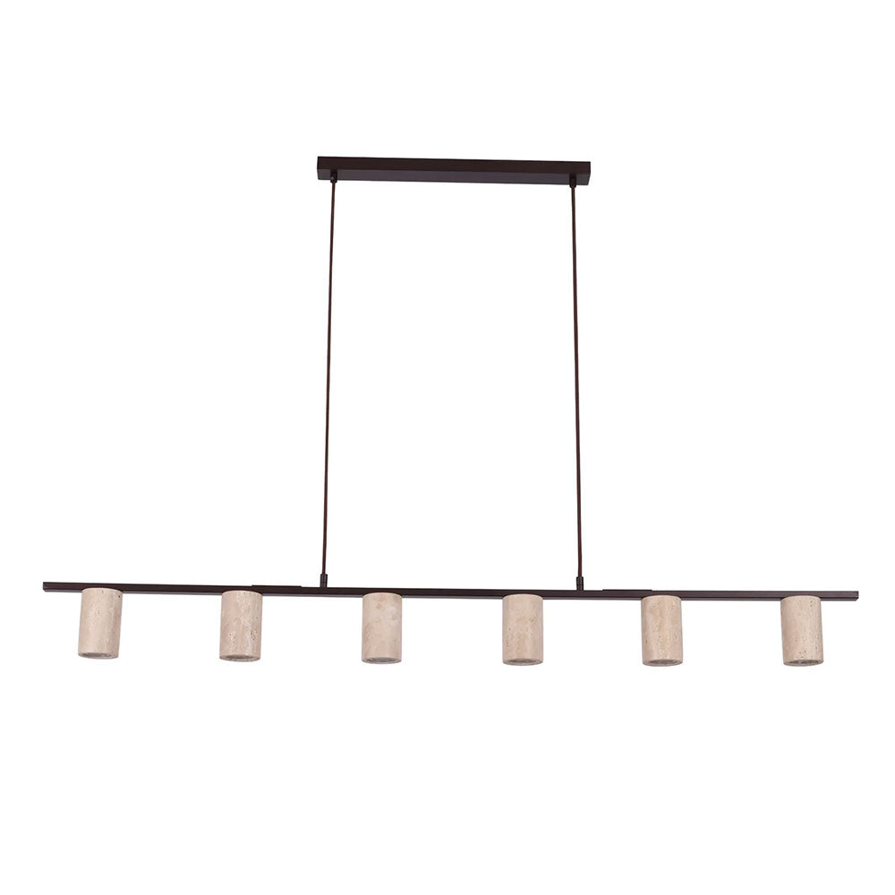 Tuberia Interior Linear Bar with Beige Travertine Tubular Shade Pendant - TUBERIA1