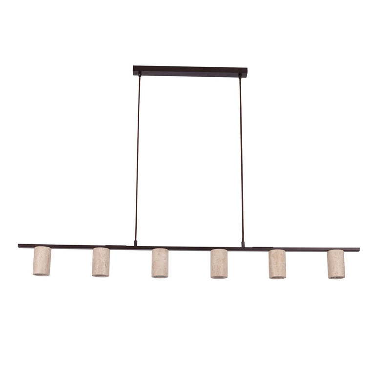 Tuberia Interior Linear Bar with Beige Travertine Tubular Shade Pendant - TUBERIA1