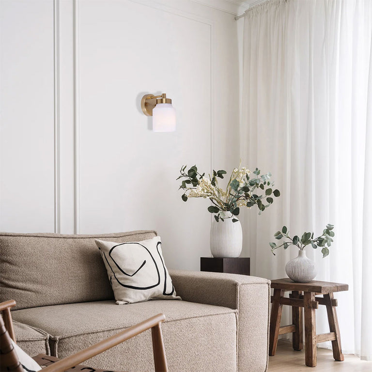 Interior White Jar Alabaster With Brass Highlight Wall Light - TUFO-W1