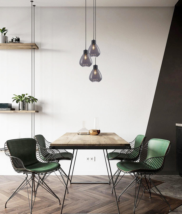 Interior Wine Glass Shape 3 Light Pendant Black Smoke - TULIP2x3R