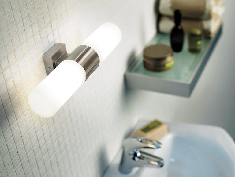Tangens Bathroom Twin Wall Light Brushed Steel - 17141032