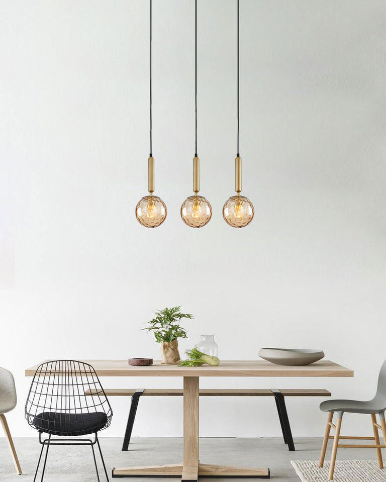 Interior Spherical Glass Shape 3 Light Pendant Bronze Amber - TRATTINO1x3S