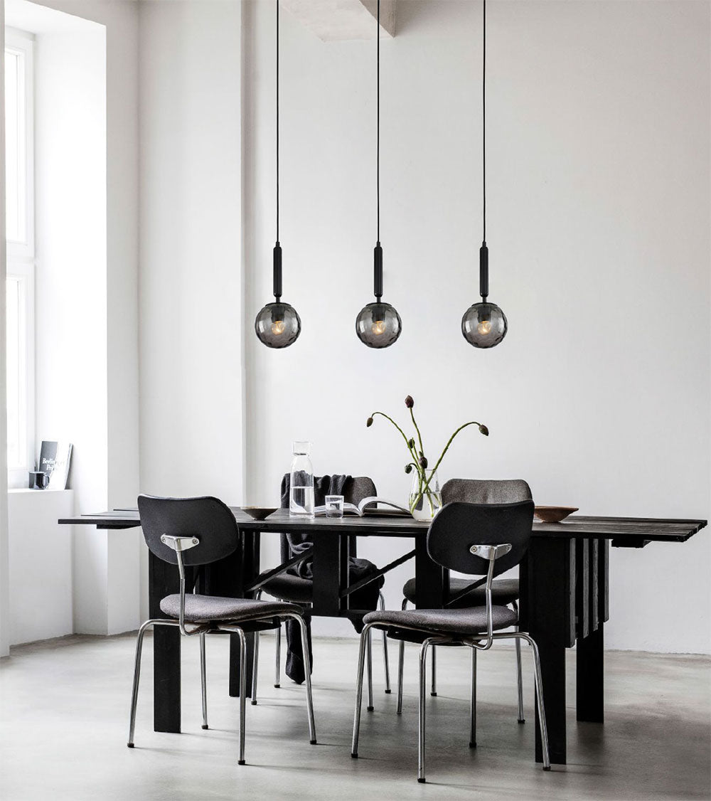 Interior Spherical Glass Shape 3 Light Pendant Black Smoke - TRATTINO2x3S