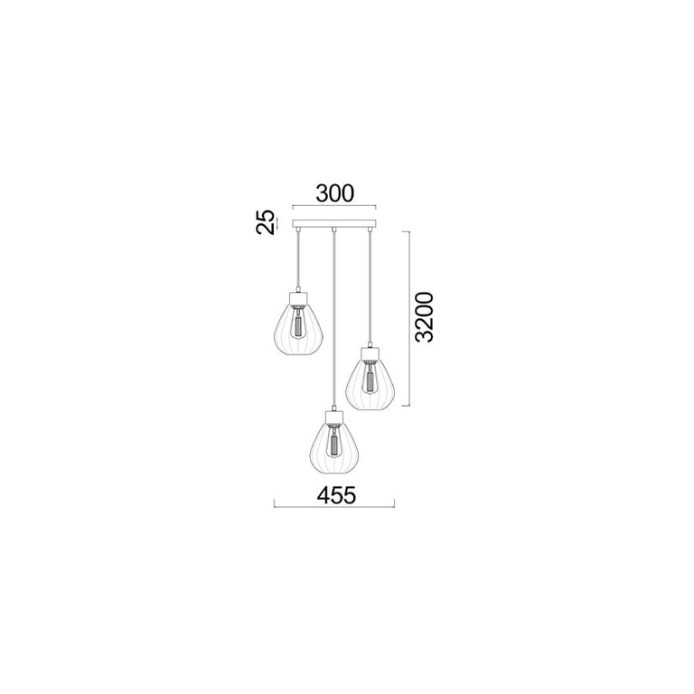 Interior Wine Glass Shape 3 Light Pendant Black Smoke - TULIP2x3R