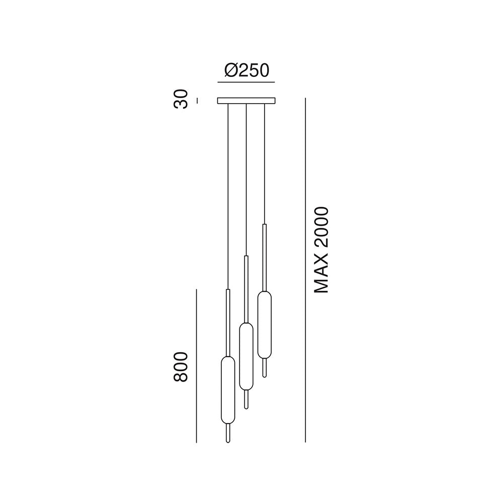 Typha 3 Light 42W LED Pendant Warm White - 285.02.ON