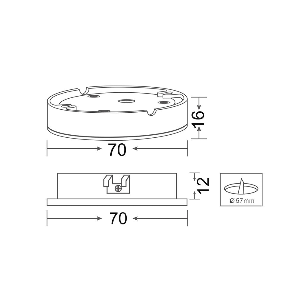 UB 3W 12V DC LED Recessed / Surface Mounted Cabinet Light Brushed Chrome / Tri-Colour - UB5