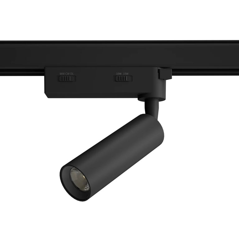 Unitrek Slimline Single Circuit 10W / 15W Dimmable LED Track Light Black / Tri-Colour - STR9015/15DC/BK