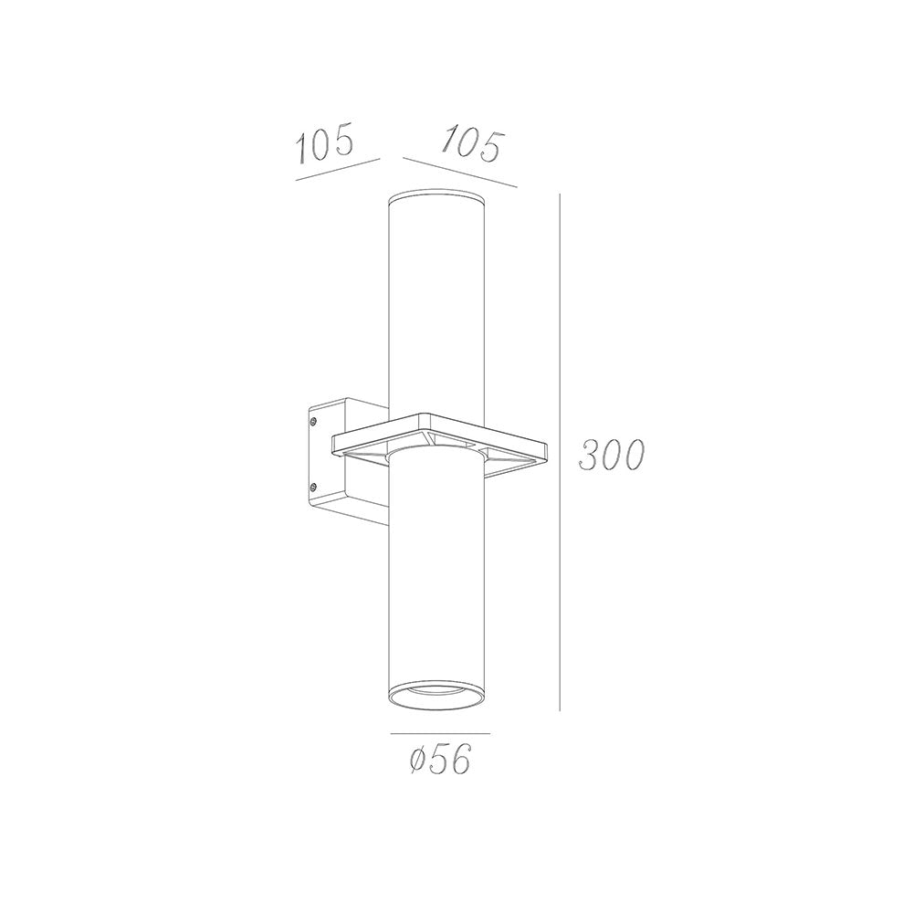 Silo 2 Light Up & Down Wall Pillar Light Black - UOW-SILO BLK