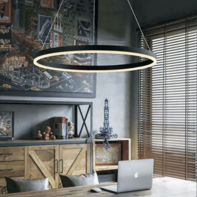 Curvor 72W 1200mm Dimmable LED Pendant Brushed Black / Warm White - UP-CURVOR-120-BLK