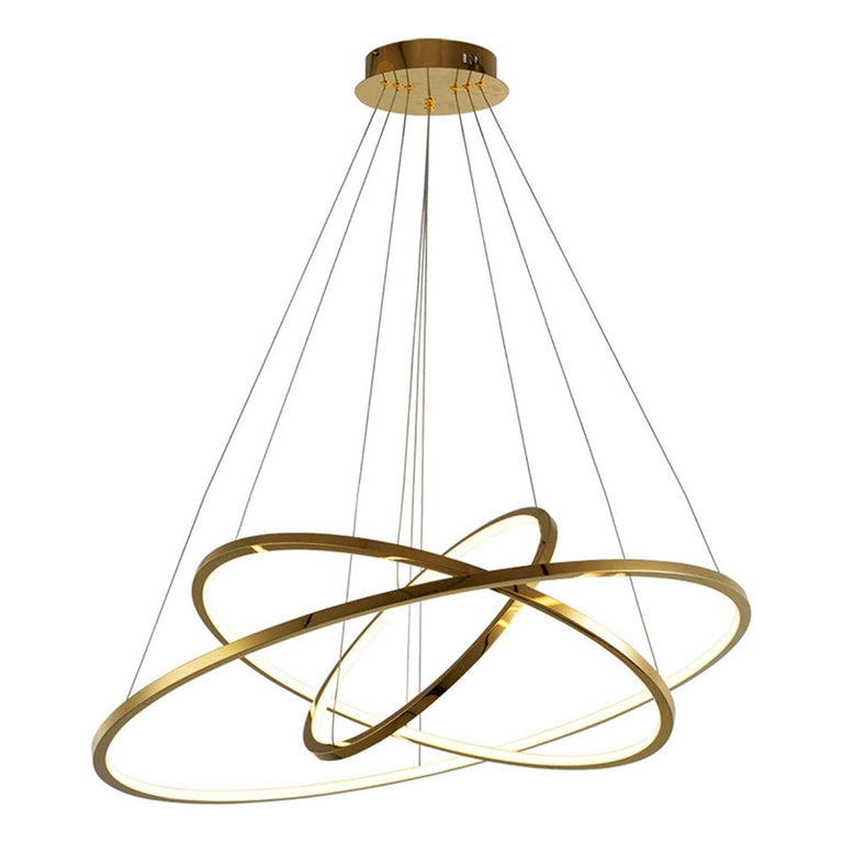 Slim Ring Circular 3 Tier 90W LED Dimmable Pendant 80/60/40 Satin Brass / Tri-Colour - URING 4+6+8 + SB-3CCT- DIM