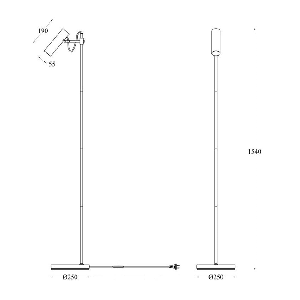 Unico 240V GU10 Height Adjustable Floor Lamp Black - UFL-UNICO-BLK