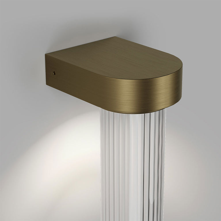 Edge LED Wall Light Old Brass / Clear Ribbed