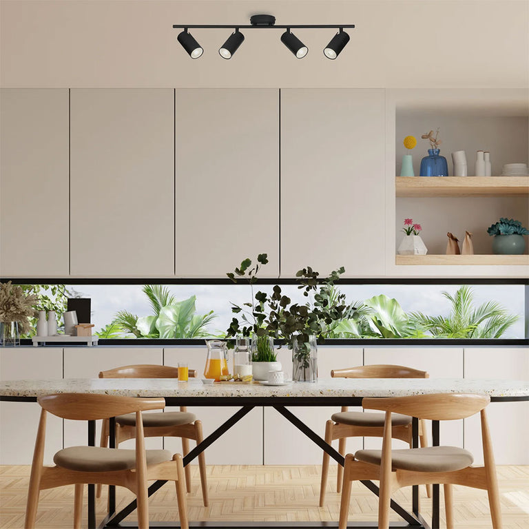 Lengan Interior Four Heads Adjustable Round Base Spot Lights Black - LENGAN4B