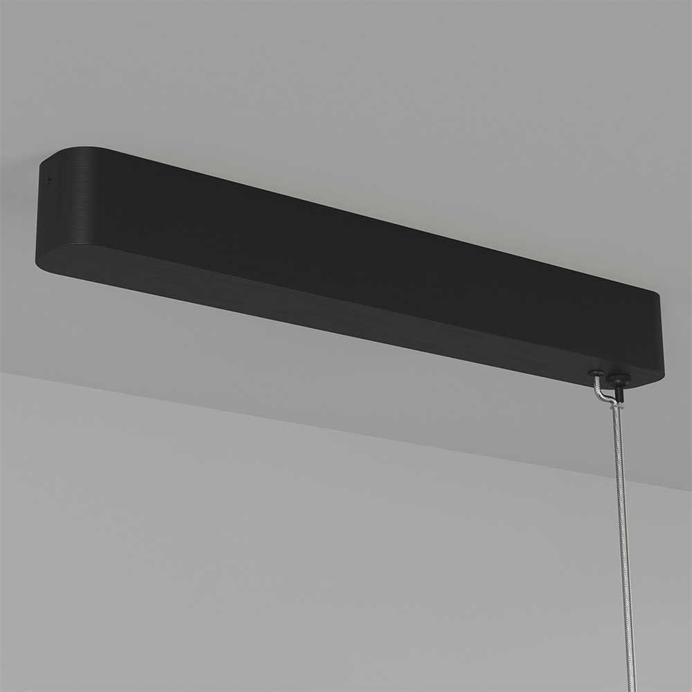 Edge LED Linear Pendant Iron / Clear Ribbed